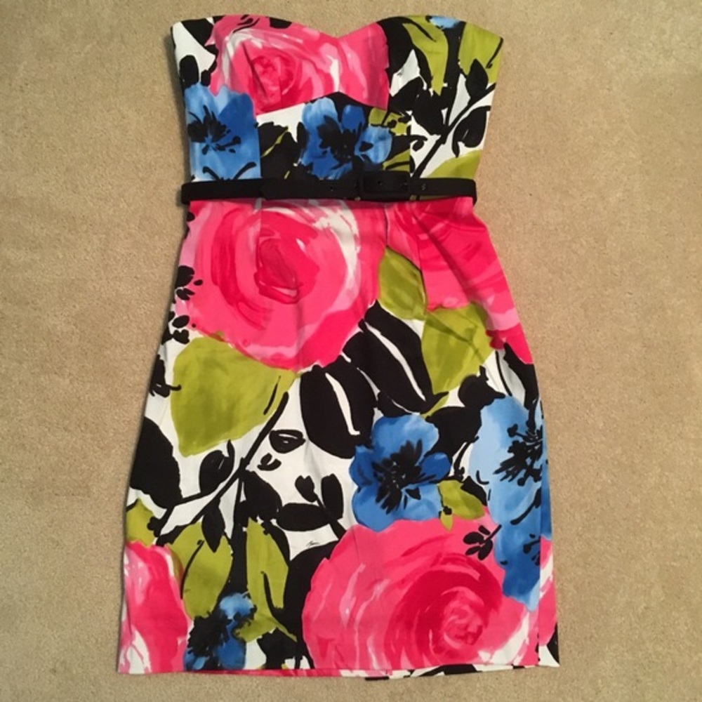 Trina Turk strapless floral dress, size 0